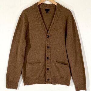 J CREW Men’s 100% lambs Wool Brown Button front Pocket Cardigan Size Large